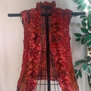 Piano Sleeveless, Ruffled, Button Up Blouse/Vest - M